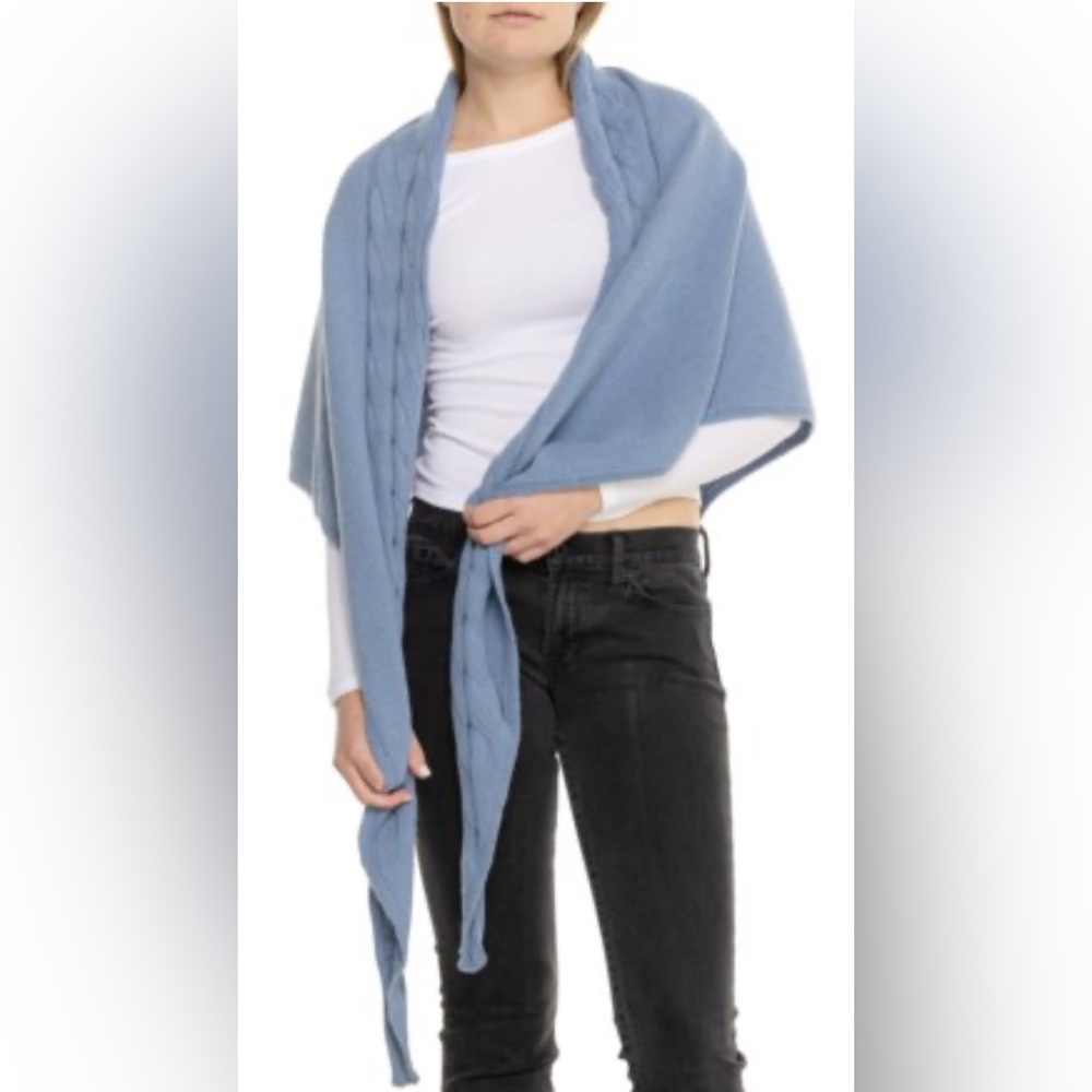 NWT’s Free People Coastline Cable Knit Scarf Wrap Slouchy Boho French Blue OS